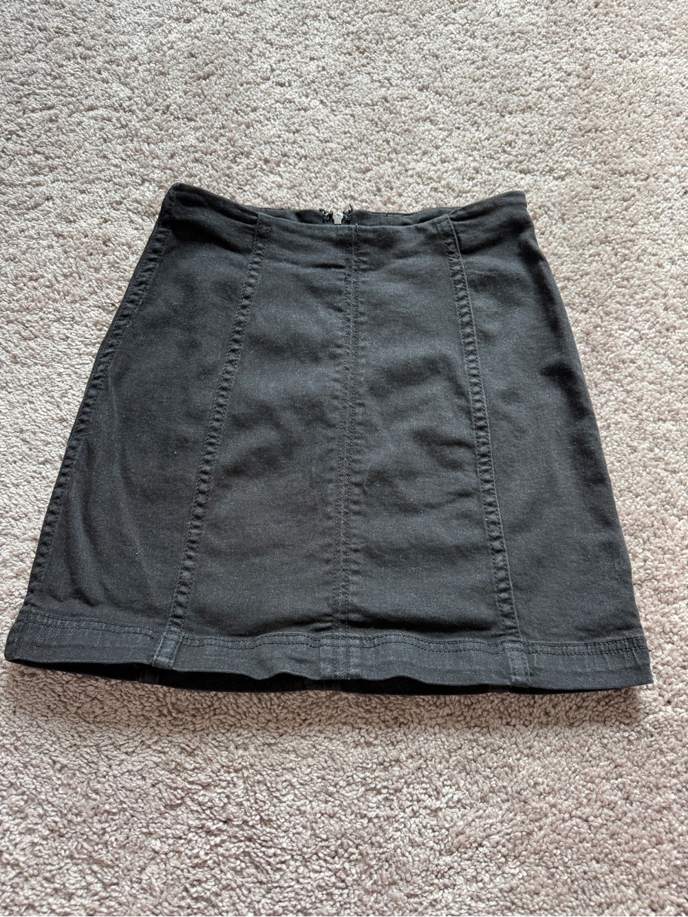 Free People "Modern Femme" Black Mini Skirt with Panel Stitching back zipper 0